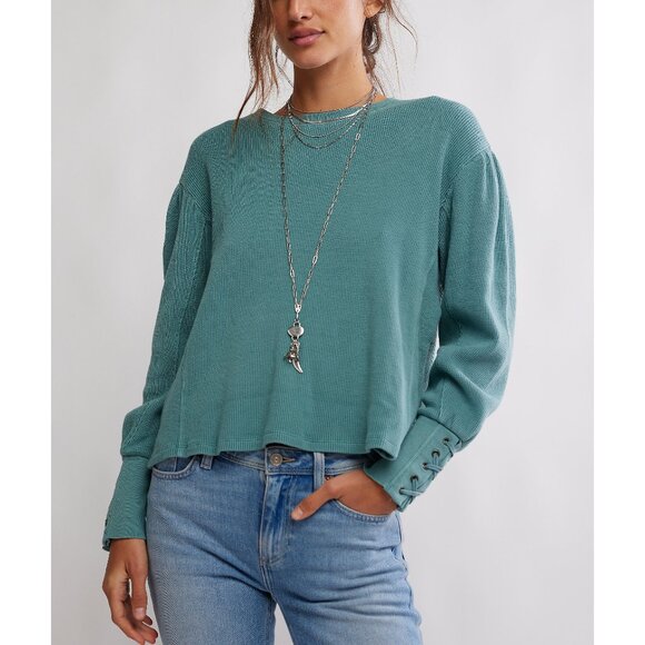 Free People Tops - FREE PEOPLE We The Free Lapis Cuff Long Sleeve Top / Cypress